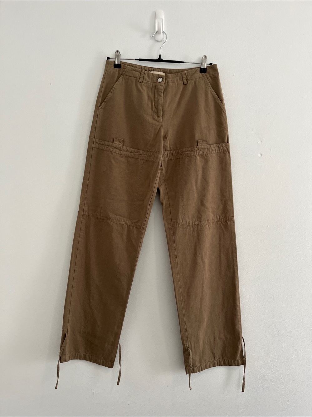 Paloma Wool khaki cargo pants with ankle ties
